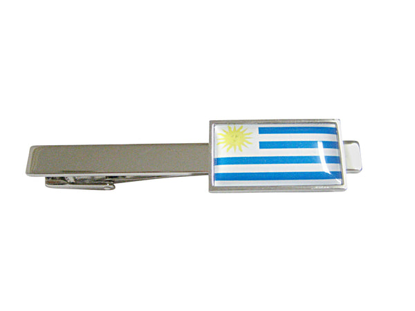 Thin Bordered Uruguay Flag Square Tie Clip