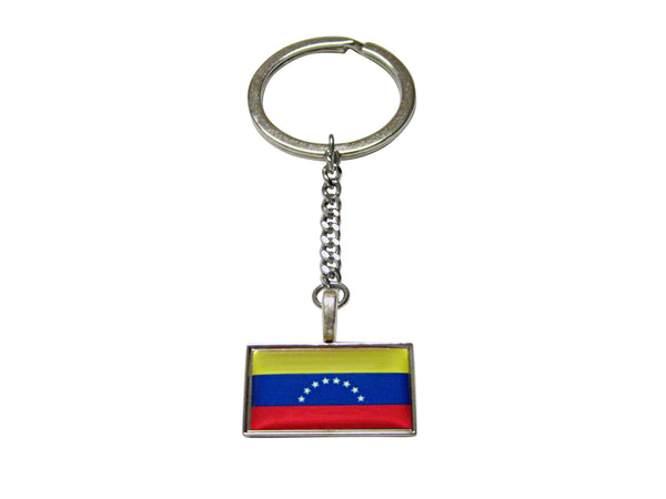 Thin Bordered Venezuela Flag Pendant Keychain