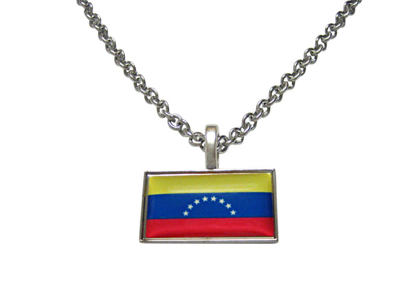 Thin Bordered Venezuela Flag Pendant Necklace