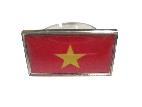 Thin Bordered Vietnam Flag Adjustable Size Fashion Ring