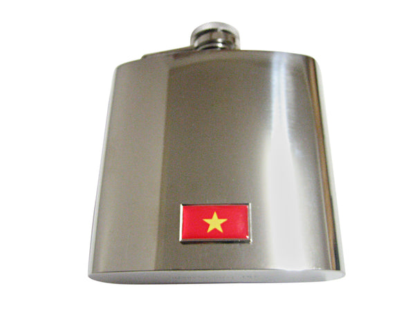 Thin Bordered Vietnam Flag Pendant 6 Oz. Stainless Steel Flask