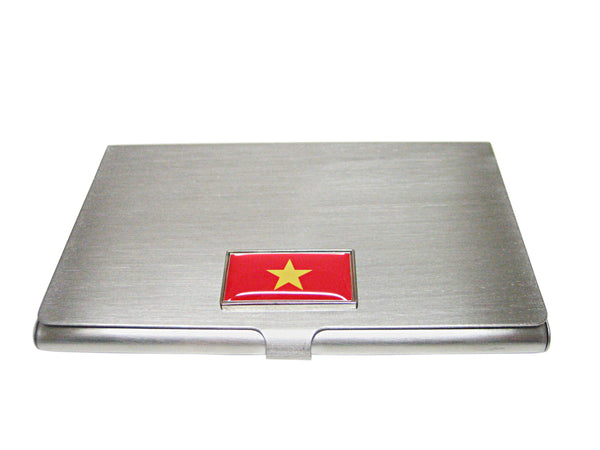 Thin Bordered Vietnam Flag Pendant Business Card Holder