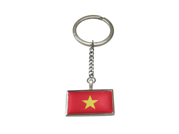 Thin Bordered Vietnam Flag Pendant Keychain