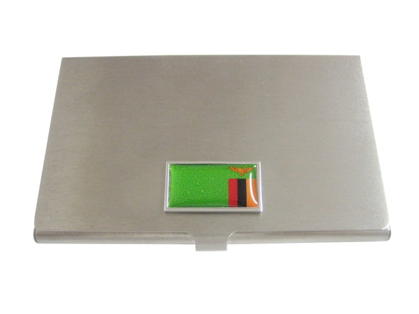 Thin Bordered Zambia Flag Business Card Holder
