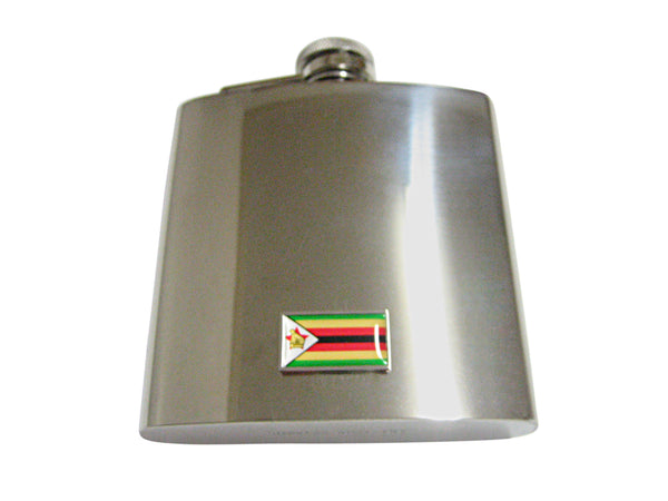 Thin Bordered Zimbabwe Flag 6 Oz. Stainless Steel Flask