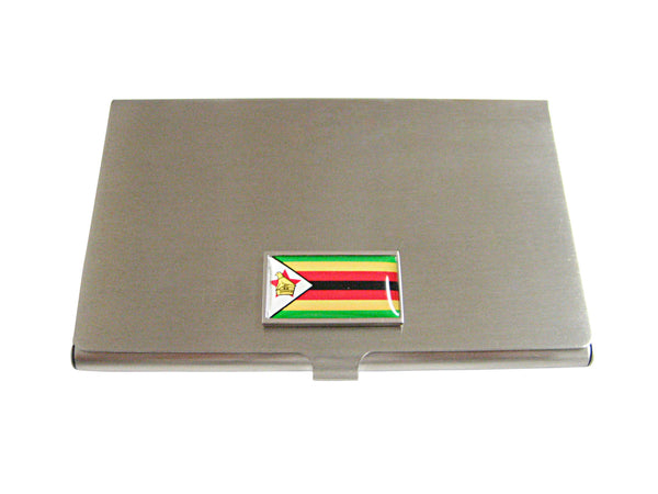 Thin Bordered Zimbabwe Flag Business Card Holder