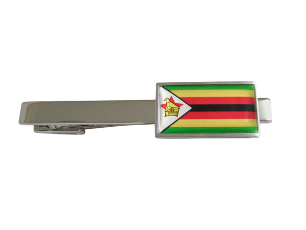 Thin Bordered Zimbabwe Flag Square Tie Clip