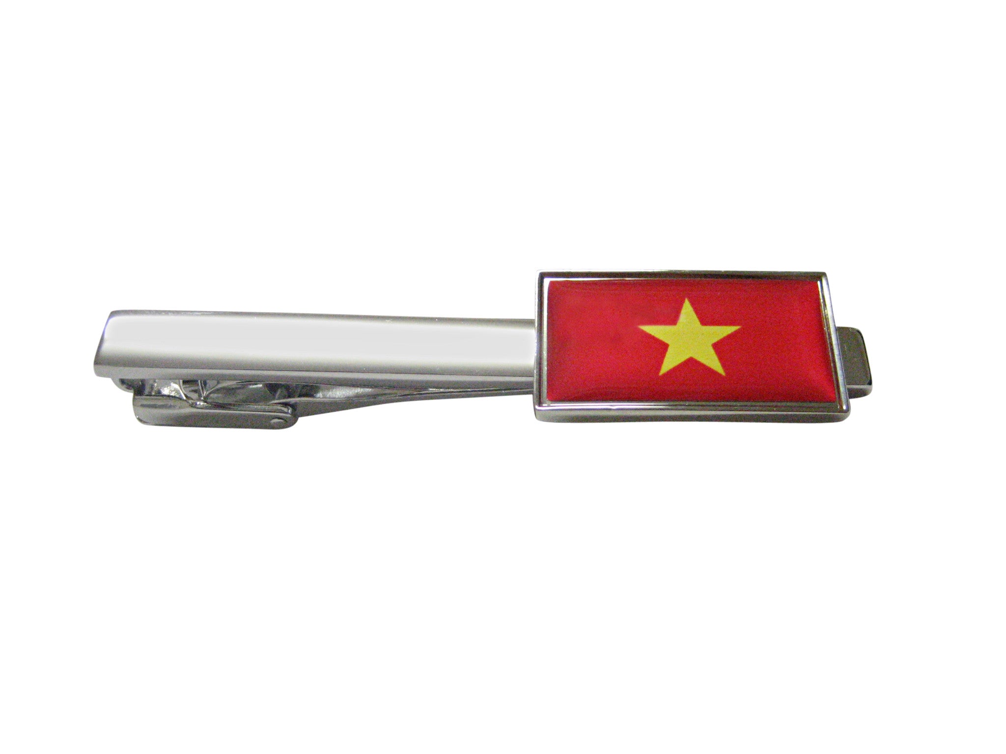 Thin Bordered Vietnam Flag Square Tie Clip