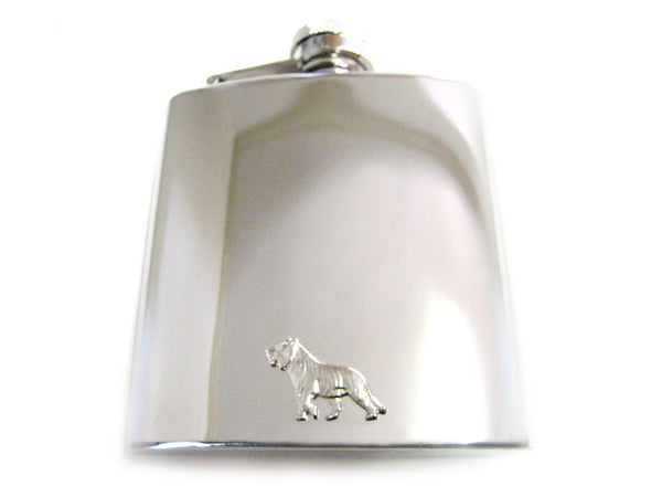 6 Oz. Stainless Steel Flask with Tiger Pendant