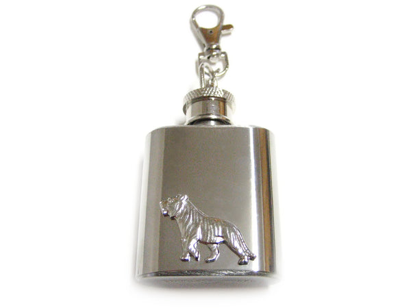 1 Oz. Stainless Steel Key Chain Flask with Tiger Pendant