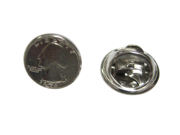 Tiny 25 Cent Quarter Coin Lapel Pin