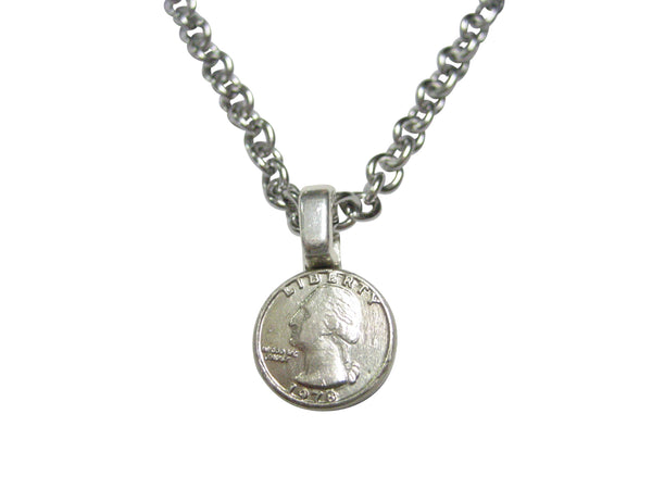 Tiny 25 Cent Quarter Coin Pendant Necklace