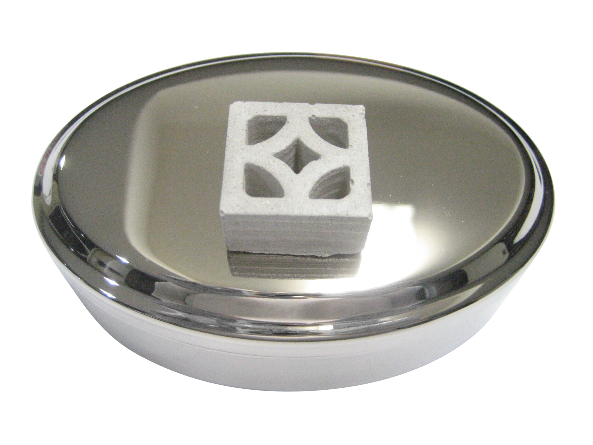 Tiny Industrial Construction Breeze Block Oval Trinket Jewelry Box