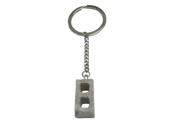 Tiny Industrial Construction Cinderblock Pendant Keychain