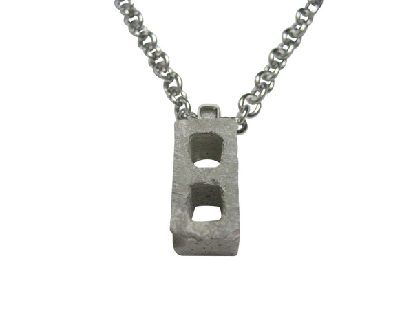 Tiny Industrial Construction Cinderblock Pendant Necklace