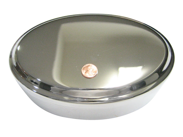 Tiny One Cent Penny Coin Oval Trinket Jewelry Box