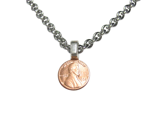 Tiny One Cent Penny Coin Pendant Necklace