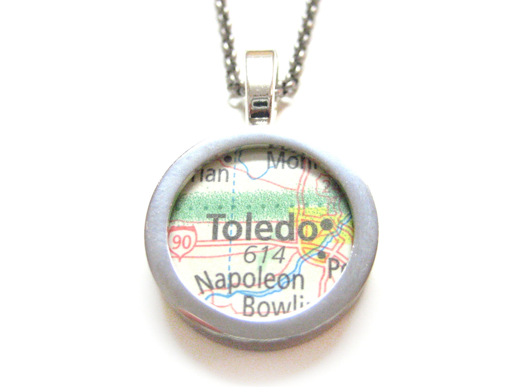 Toledo Ohio Map Pendant Necklace