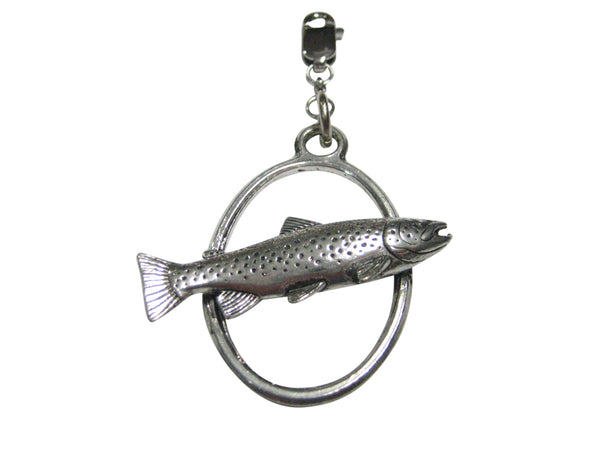 Trout Fish Large Oval Pendant Zipper Pull Charm