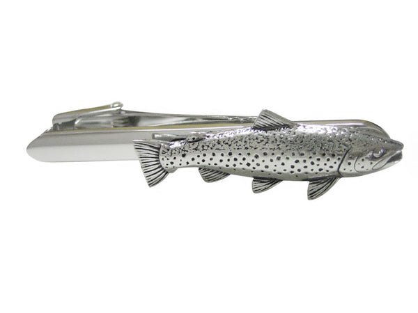 Silver Toned Trout Fish Tie Clip
