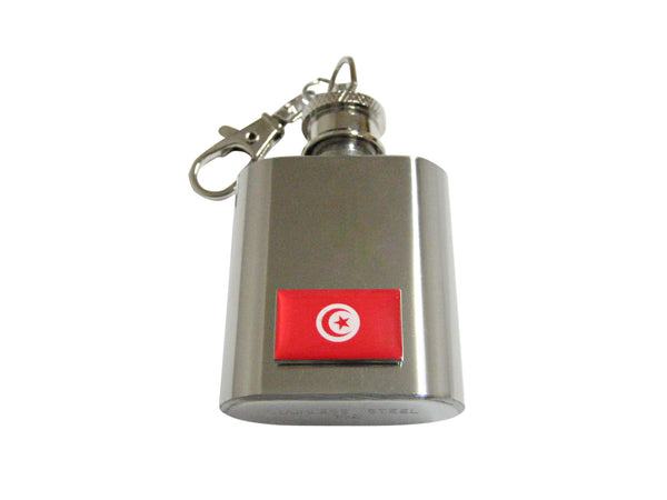 Tunisia Country Flag 1 Oz. Stainless Steel Key Chain Flask