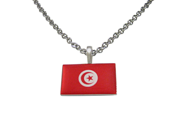 Tunisia Flag Pendant Necklace