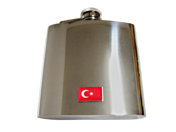 Turkey Flag Pendant 6 Oz. Stainless Steel Flask