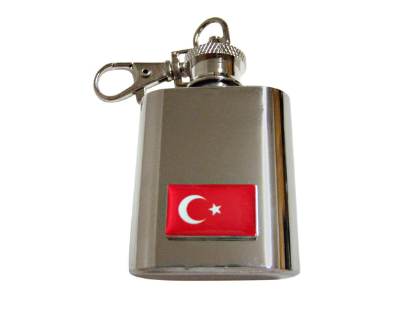 Turkey Flag Pendant 1 Oz. Stainless Steel Key Chain Flask