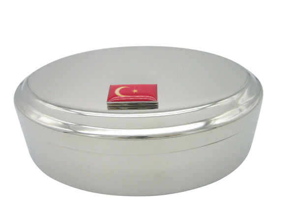 Turkey Flag Pendant Oval Trinket Jewelry Box