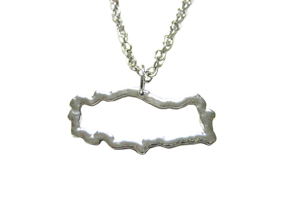 Silver Toned Turkey Map Outline Pendant Necklace