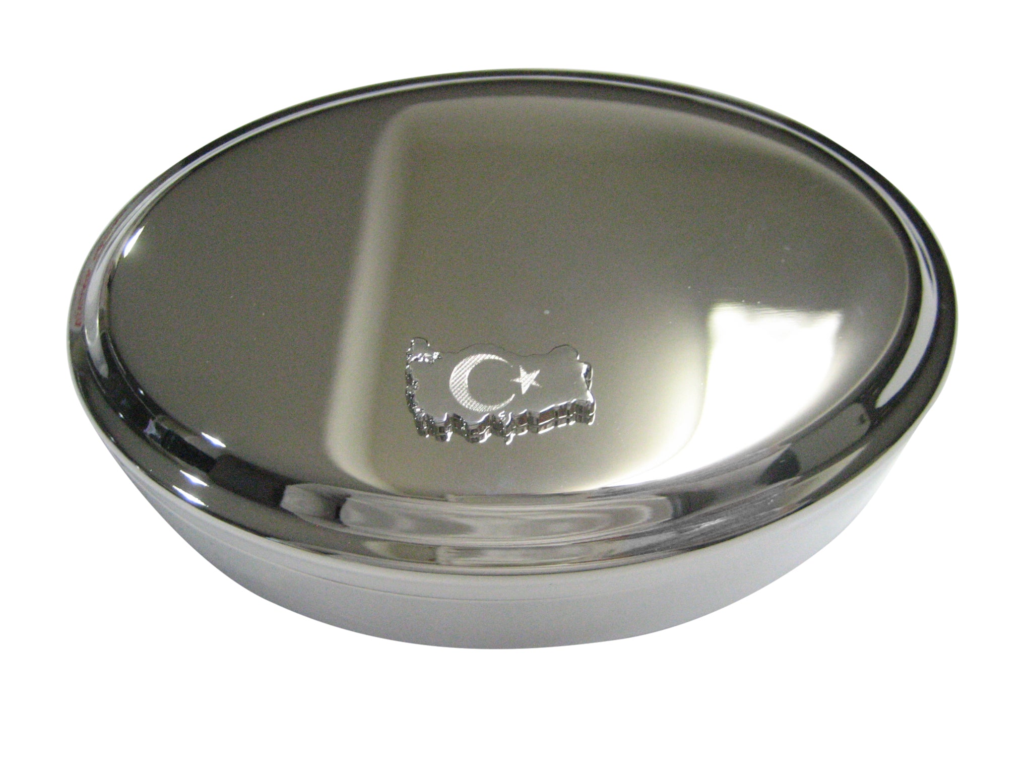 Turkey Map Shape and Flag Design Oval Trinket Jewelry Box
