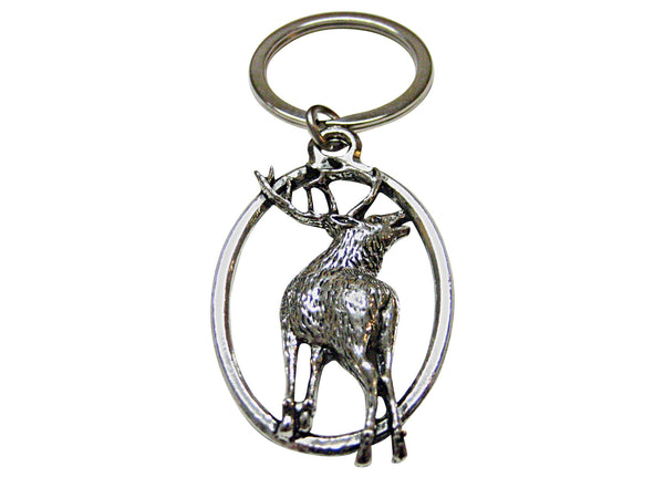 Turned Deer Oval Key Chain