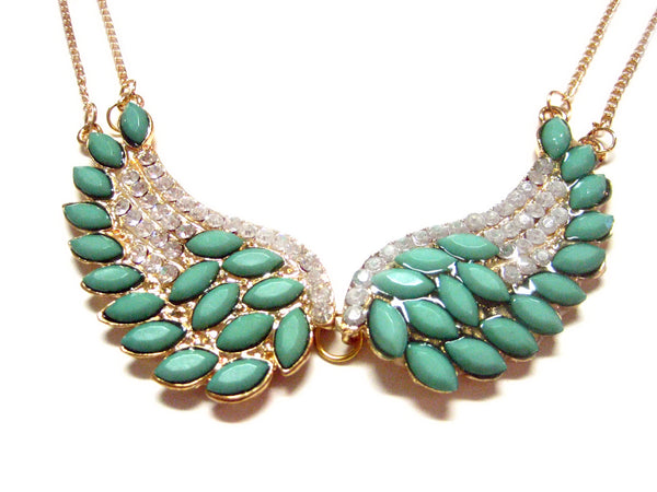 Turquoise Double Winged Double Chain Pendant Necklace