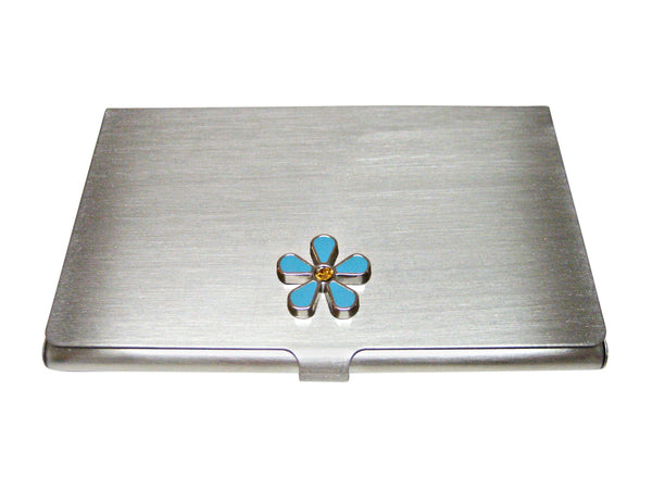 Turquoise Flower Business Card Holder