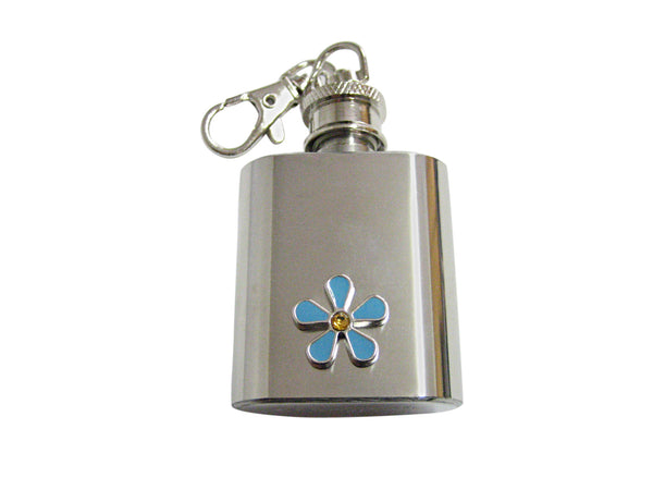 Turquoise Flower 1 Oz. Stainless Steel Key Chain Flask