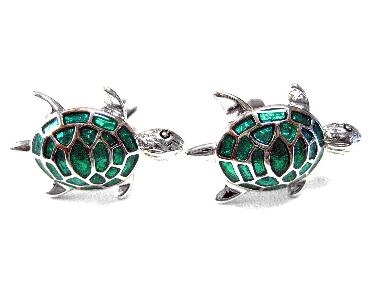 Metallic Green Turtle Cufflinks