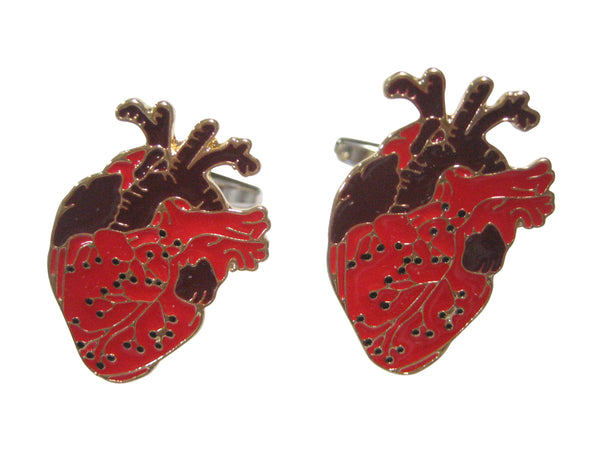 Two Toned Flat Anatomical Heart Cufflinks