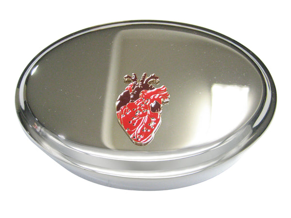 Two Toned Flat Anatomical Heart Oval Trinket Jewelry Box