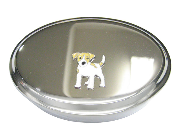 Two Toned Jack Russell Terrier Dog Oval Trinket Jewelry Box
