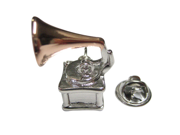 Two Toned Retro Musical Gramophone Lapel Pin