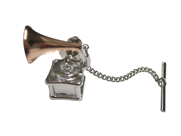 Two Toned Retro Musical Gramophone Tie Tack