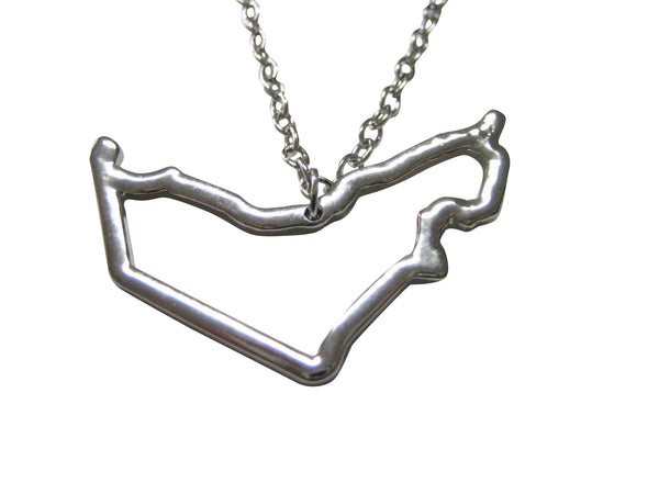 Silver Toned UAE United Arab Emirates Map Outline Pendant Necklace