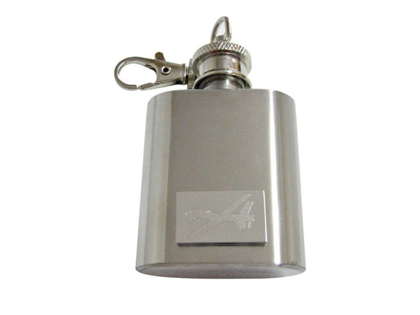 Silver Toned Etched Unmanned Aerial Vehicle UAV Drone V2 1 Oz. Stainless Steel Key Chain Flask