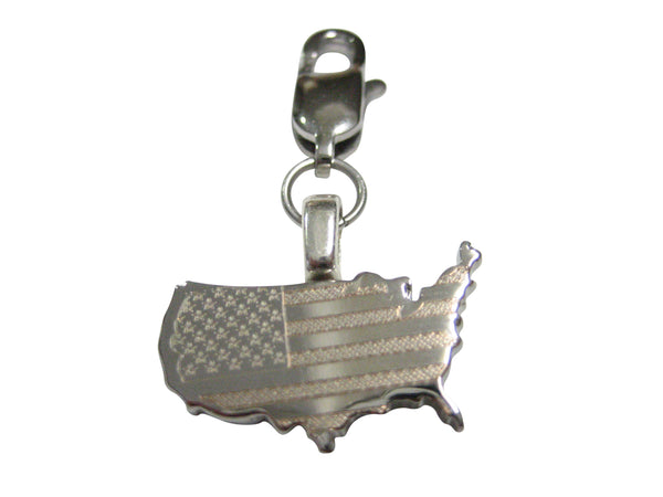 USA America Map Shape and Flag Design Pendant Zipper Pull Charm