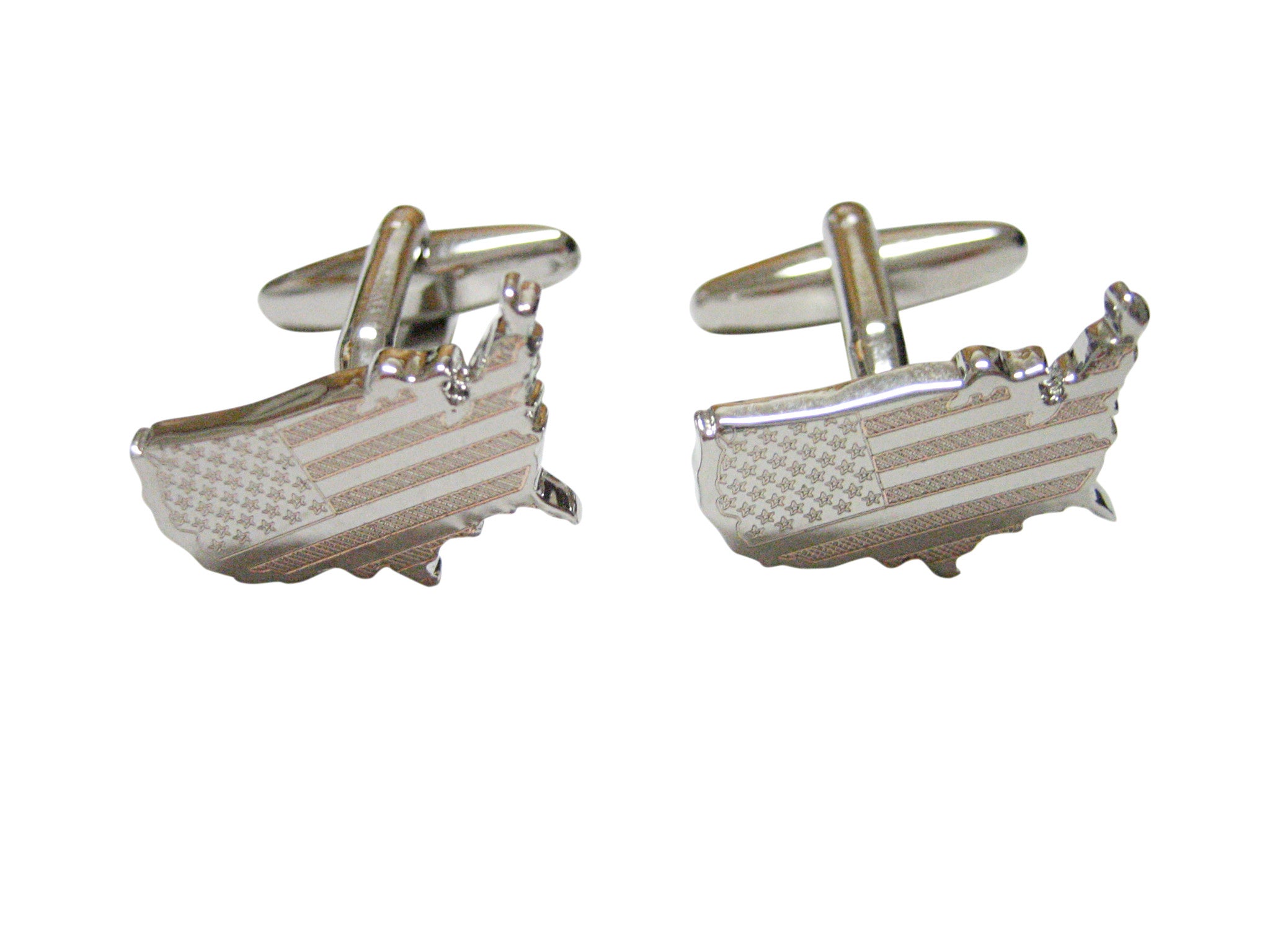 USA America Map Shape and Flag Design Cufflinks