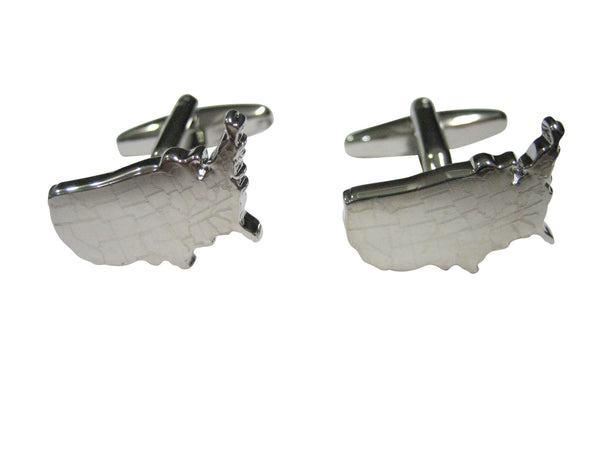 USA America Map Shape with Engraved States Cufflinks