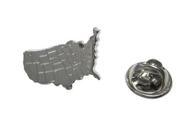 USA America Map Shape with Engraved States Lapel Pin