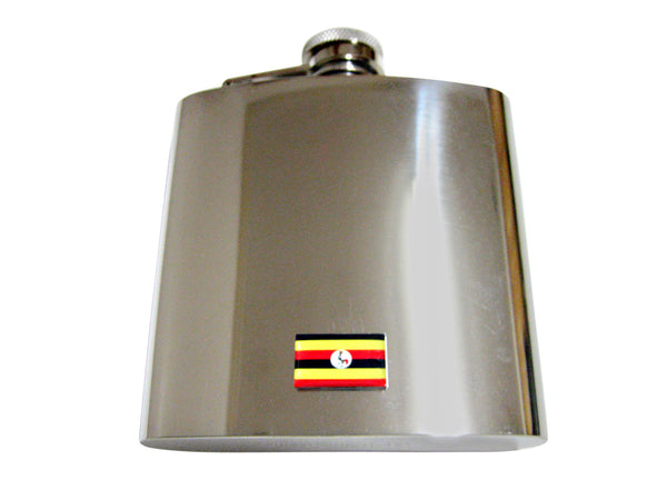 Uganda Flag Pendant 6 Oz. Stainless Steel Flask
