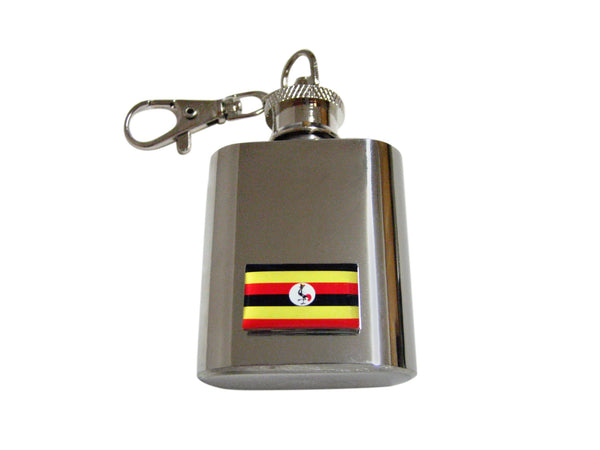 Uganda Flag Pendant 1 Oz. Stainless Steel Key Chain Flask