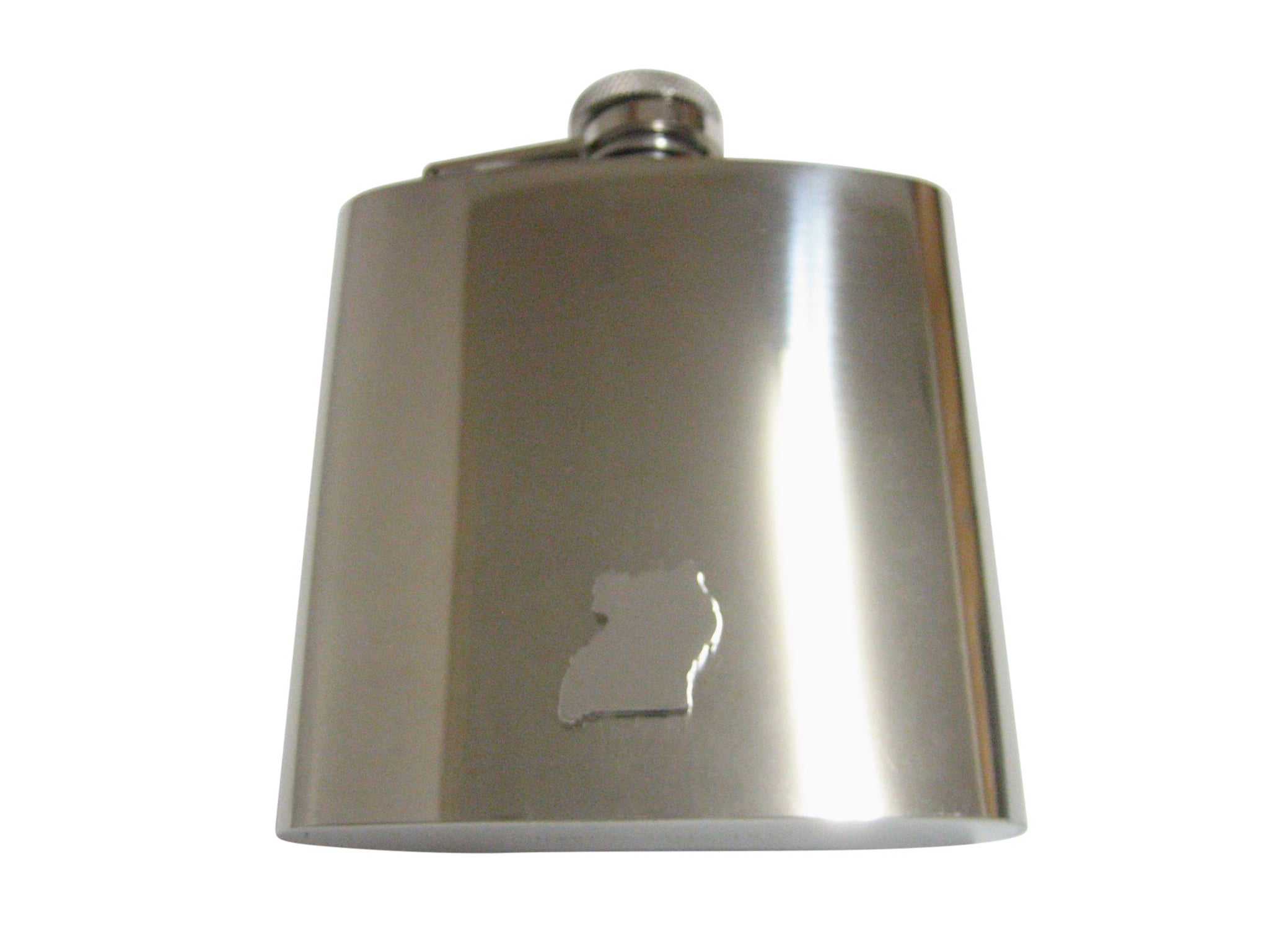 Uganda Map Shape Pendant 6 Oz. Stainless Steel Flask